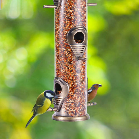 MIXXIDEA Metal Tube Bird Feeders for Outdoors Hanging Bird Feeders for Outside Wild Birds Feeder 6 Ports Hanging Bird Feeder Attract Birds in Your...
