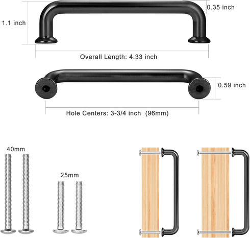 5 Pack 3-3/4 Inch Matte Black Kitchen Cabinet Handles Black Modern Cabinet Pulls Antique Dresser Drawer Pulls Farmhouse Kitchen Hardware for Cabin...