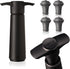 Vacu Vin Original Wine Saver with 4 Vacuum Bottle Stoppers – Black Wine Preserver Pump for Red or White Wine – Manual Air Remover System – Airtigh...