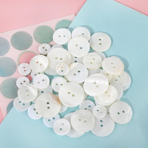 50PCS Pearl Buttons, Pearl Shell Bulk Sewing Buttons, 10mm/12.5mm/15mm/18mm/20mm Buttons, for Sewing DIY Crafts, Handmade Repair Cloth, Suits, Shi...