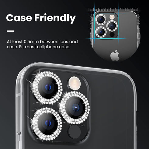 Tensea for iPhone 14 Pro/iPhone 14 Pro Max Camera Lens Protector Bling, Protection Camera Cover Tempered Glass Screen Protector Diamond Metal Indi...