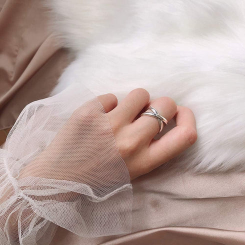 X Criss Cross Open Minimalist 925 Sterling Silver Infinity Engagement Crossover Ring Dainty Adjustable Simple Statement Finger Promise Eternity Th...