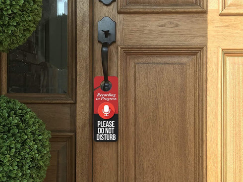 Baby Marley Recording in Progress Do Not Disturb Door Hanger Sign (2), Red and Black, 9.3 x 3.5in...