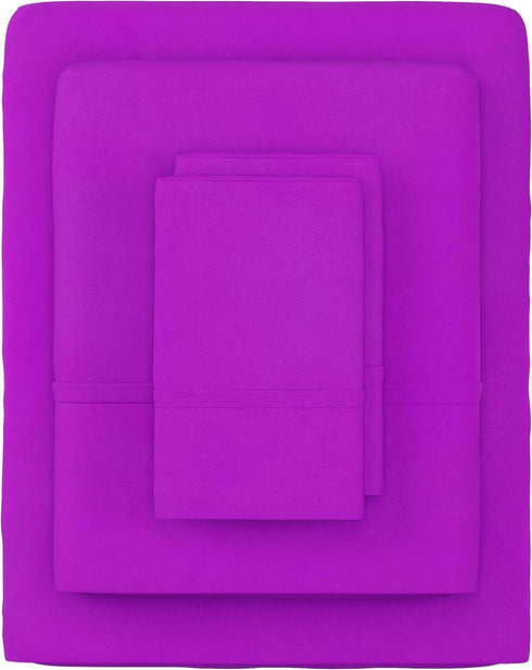 Brushed Microfiber Sheet Set- 3 Piece Bed Linens-Fitted & Flat Sheets, 1 Pillowcase-Wrinkle, Stain & Fade Resistant by Lavish Home (Twin, Purple)...