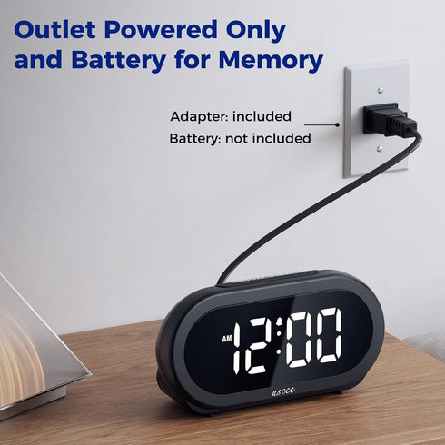 uscce Small Digital Clock for Bedroom: 6 Dimmable Brightness 4 Alarm Volume - Plug in Clock with Easy Operation for Bedside Desk...