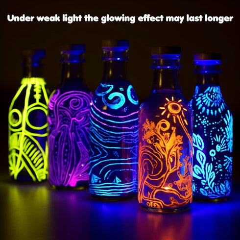 Roizefar Fabric Paint, 10 Colors Glow in the Dark Paint, 3D Permanent Acrylic Textile Paint (20 ml/0.68 oz), Neon Craft Painting Fabric Paint for ...