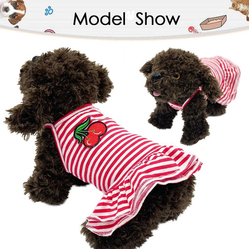 Dog Shirt Striped Skirt Pet Dress Clothes, Puppy T-Shirts Soft Costumes, Puppy Apparel Print Vest Outfits for Small Medium Dogs and Cats Princess ...