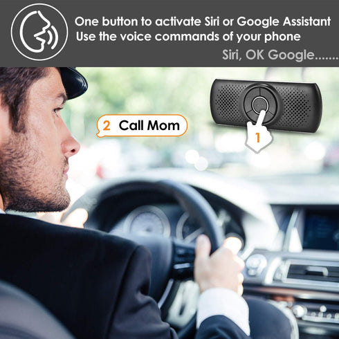 Wireless in Car Handsfree Speakerphones, Portable Bluetooth Speaker,Stereo Sound Enhanced Bass/Built-in Mic/TF Card Player/Google Assistant Voice ...
