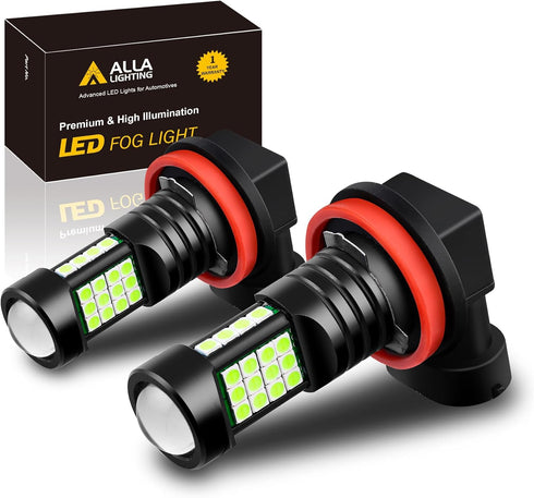 Alla Lighting H8 H11 LED Bulbs, Fog Lights or DRL Lamps Replacement 8000K Ice Blue 12V H11LL H8LL H16 for Cars, Trucks, Xtreme Super Bright 3030 3...
