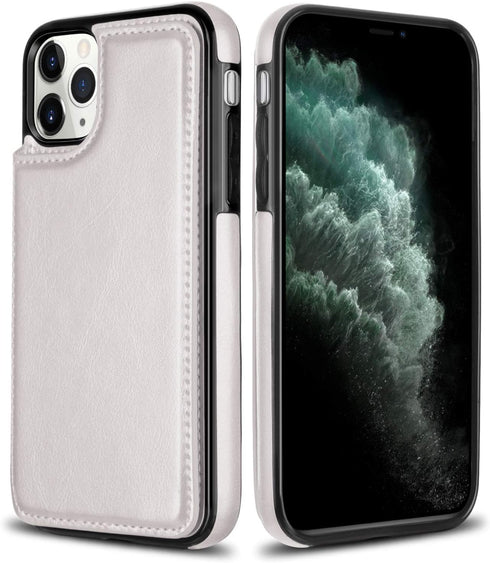 HianDier for iPhone 11 Pro Case with Card Holder Wallet Case for Women Men with Magnetic Closure Shockproof Cover for iPhone 11 Pro Phone Case-Whi...