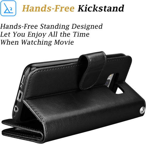 Samsung Galaxy S8 Wallet Case, Samsung S8 Case Wallet Case PU Leather Wallet Magnetic Flip Kickstand Protective with 9 Card Holder Cover Detachabl...