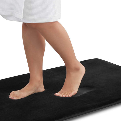 Genteele Memory Foam Bath Mat Non Slip Absorbent Super Cozy Velvet Bathroom Rug Carpet (17 inches X 24 inches, Black)...