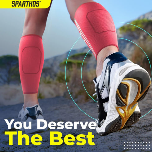 Sparthos Calf Compression Sleeves (Pair) – Leg Compression Socks for Men and Women – Shin Splint Calf Pain Relief Calf Medical Leg Pain and Cramps...