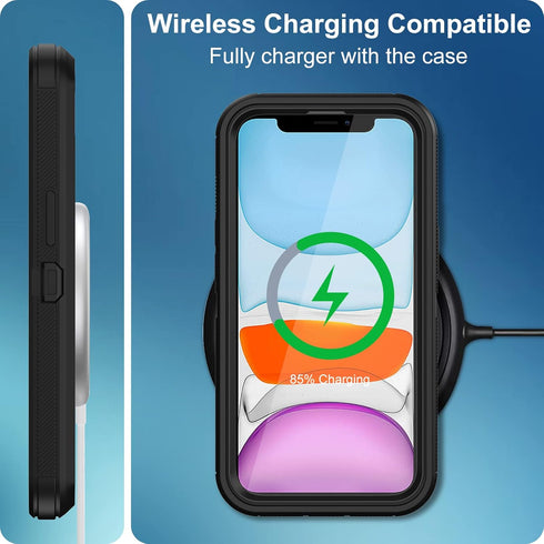 for iPhone 11 Case, with Built in Screen Protector Heavy Duty Drop Protection, Full Body Rugged Shockproof Dust Proof 3- Layer Tough Protective Ph...