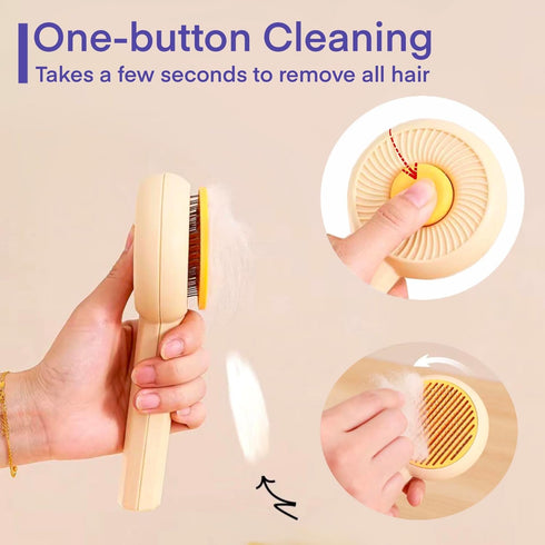 2 Pcs Cat Grooming Brushes, Pet Hair Cleaner Brush, Pet Massage Brushes for Cats Dogs with Self-Cleaning Button, Pet Shedding Brush for Removing T...