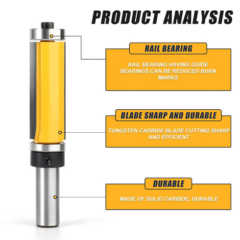 2-Inch Flush Trim Top and Bottom Bearing Router Bit 1/2-Inch Shank...
