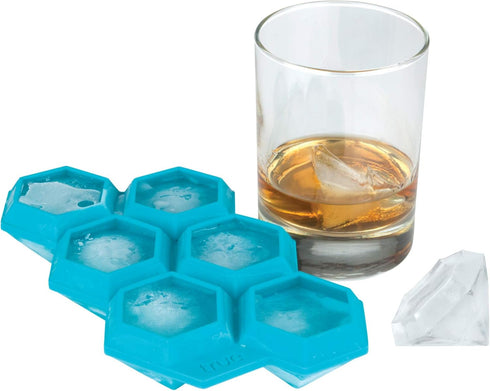 TrueZoo Diamond Silicone Mold Tray for Whiskey Bath Bombs Candy, Soap, and DIY Crafts, Dishwasher Safe, 1.75", Blue, Set of 1, Makes 6 Ice Cubes...