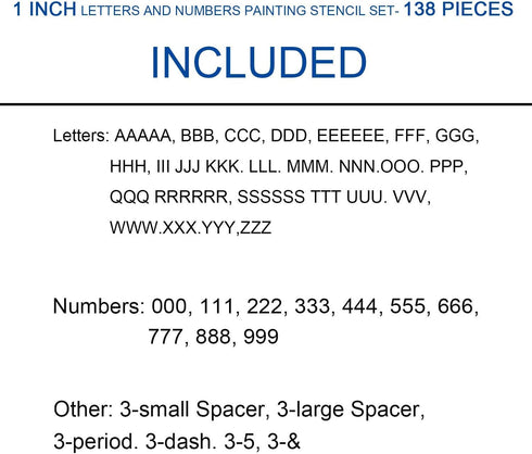 2 inch Letter Stencils Kit, Plastic Letters and Numbers Interlocking Stencil Set 138 Piece...