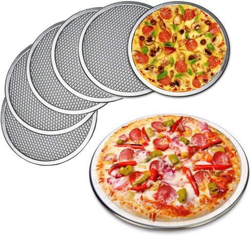 6 Packs Aluminum Alloy Pizza Pan with Holes, 7 Inch Commercial Grade Pizza/Baking Screen for Oven Round Pizza Crisper Tray Pizza Baking Tray for H...