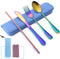 | Travel Utensils Set | Reusable Camping Cutlery Set | Stainless Steel Flatware Set | Portable Silverware Set with Case | Includes Knife/Fork/Spoo...