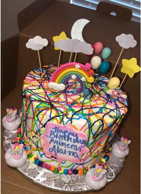 Palksky Colorful Rainbow Cake Topper/Wedding Cake Flags/Cupcake Picks Set -Include Cloud Balloon Moon Stars/Boy Girl Kid Birthday Baby Shower Part...