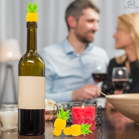 4Pcs Wine Stoppers for Wine Bottles - Pineapple Wine Stopper Wine Bottle Caps Reusable Wine Bottle Stopper Silicone Wine Stopper - Pineapple Bottl...
