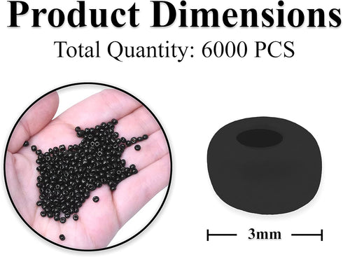 Mandala Crafts Glass Tiny Beads - 6000 8/0 Small Kit - 3mm Black for Jewelry...