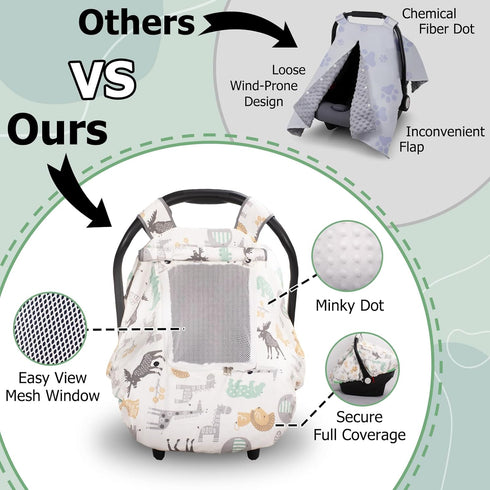 Minky 3 in 1 Car Seat Cover for Winter - Minky Baby Car Seat Cover with Storage Bag...