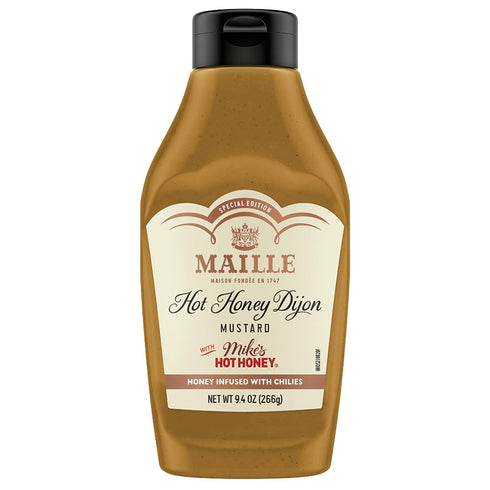 Maille x Mike's Hot Honey Special Edition Savory-Sweet Condiment with a Spicy Kick Hot Honey Dijon Mustard Gluten-Free, Shelf-Stable 9.4oz...