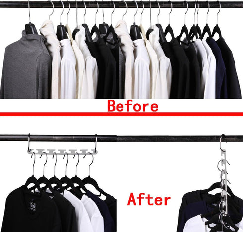 CBTONE 6 Pack Closet Space Saving Hangers, Multi-Purpose Metal Magic Cascading Hangers With Updated Hook Design for Organizing Wardrobe Clothing...