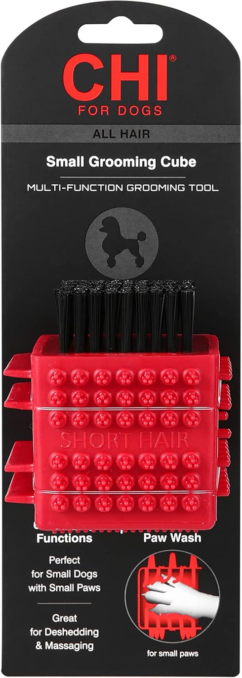CHI for Pets Small Grooming Cube Brush for Small Dogs, Multi-Function Grooming Tool | 5 Sided Dog Brush with Multiple Use Options | Removable Bris...