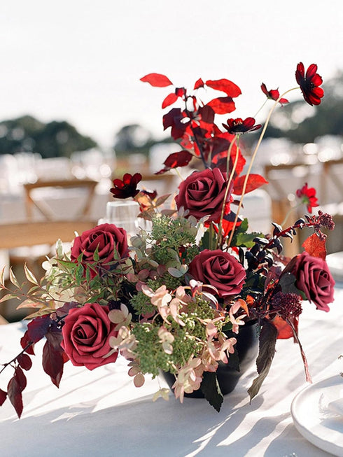 MACTING Artificial Rose Flowers 30PCS Real Touch Fake Flowers with Stem Red Foam Roses for DIY Wedding Bouquet Backdrop Table Centerpieces Arrange...