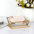 Hipiwe Glass Business Card Holder for Desk, Golden Metal Frame Business Card Display Stand for Office Reception Exhibition Meeting Desktop Organiz...