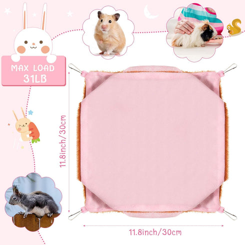 Weewooday 3 Pieces Small Animal Hanging Hammock, Soft Plush Material, Triple-Layer Design, Suitable for Hamster, Ferret, Chinchilla...