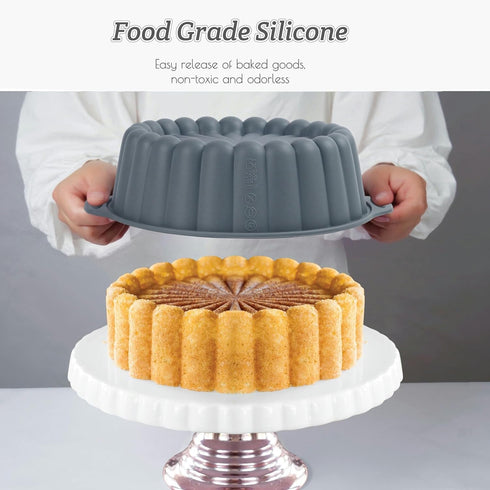 Silicone Charlotte Cake Pan, Non-Stick 8-Inch Food Grade Silicone Cake Mold for Baking Cheese Cake, Chocolate Cake, Rainbow Cakes, and More...