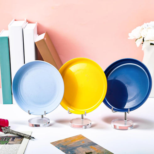4 Pcs Adjustable Metal Arms Display Stand Easel with Round Acrylic Base Decorative Display Easel Holder Acrylic Easel Crystal Display Stand for Ge...