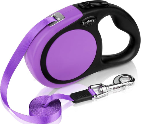 Taglory Retractable Dog Leash, 16ft No Tangle Dog Leash Retractable for Medium and Large Dogs Up to 100 lbs, One-Handed Brake, Pause, Lock, Purple...