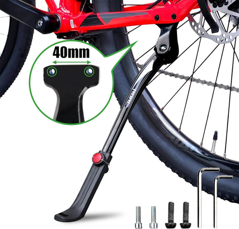RBRL Bike Kickstand 40mm Hole Spacing, Bike Stand Aluminium Alloy Adjustable Bicycle Kickstand, Rear Side Bicycle Kick Stand for 24''-29'' Mountai...