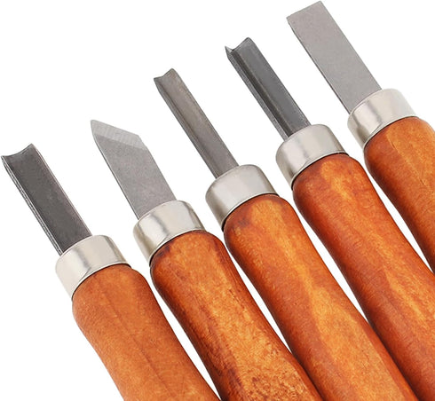 5 Pcs Wood Carving Knife Set, Wood Turning Tools HSS Blades and Quality Wood Handle, Hand Carving Tool Set Wood Lathe Chisel Set for DIY Sculpture...