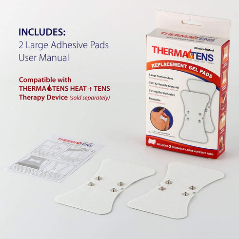 CHOICEMMED 2 Pack Universal Therma Heated TENS Unit Pads - Muscle Stimulator E-stim Electrodes - Universal Replacement Massage Pads for Electronic...