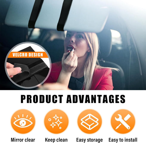 Car Rear View Mirror, Foldable Car Sun Visor Vanity Makeup Cosmetic Mirror, Tri Fold Auto Sun-shading Travel Mirror, Universal Car Rear View Mirro...