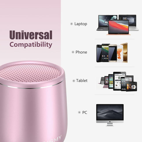 INSMY Small Bluetooth Speaker, Waterproof Mini Portable Wireless Speaker, Punchy Bass Rich Audio Stereo Pairing,Handheld Pocket Size for Hiking Bi...
