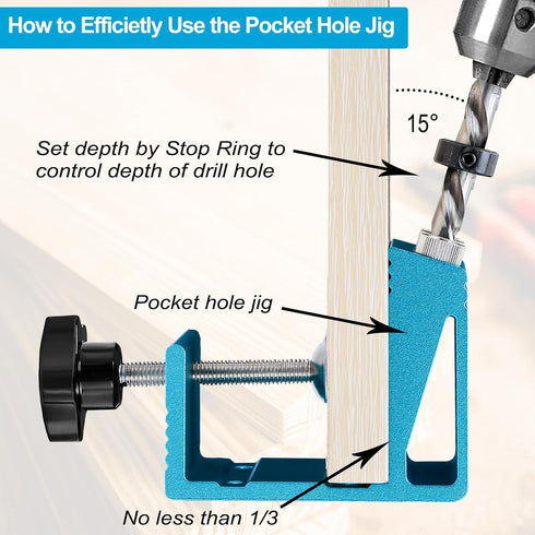 Pocket Hole Jig Kit Dowel Drill Joinery Screw Kit Carpenters Wood Woodwork Guides Joint Angle Tool All-In-One Drill Hole System Set -Upgrade Versi...