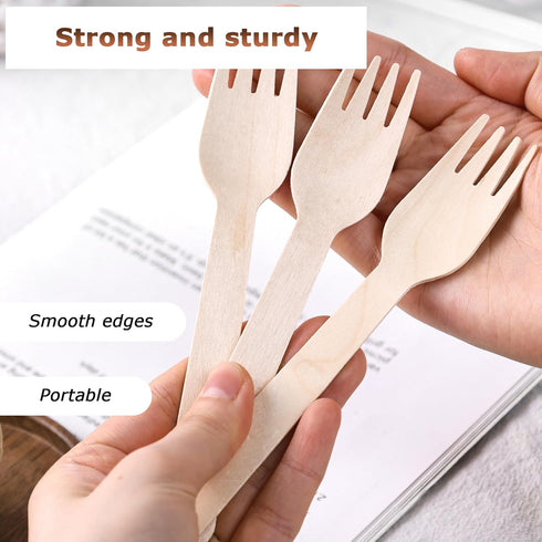 HANSGO 150PCS Wooden Forks Bulk, Natural Wooden Forks Small Cutlery for Party Wedding Picnic Camping...