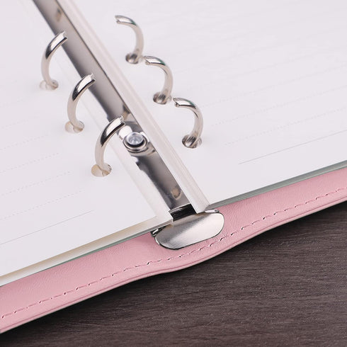 Antner A6 PU Leather Notebook Binder Refillable 6 Ring Budget Binder for A6 Filler Paper, Loose Leaf Personal Planner Binder Cover with Magnetic B...