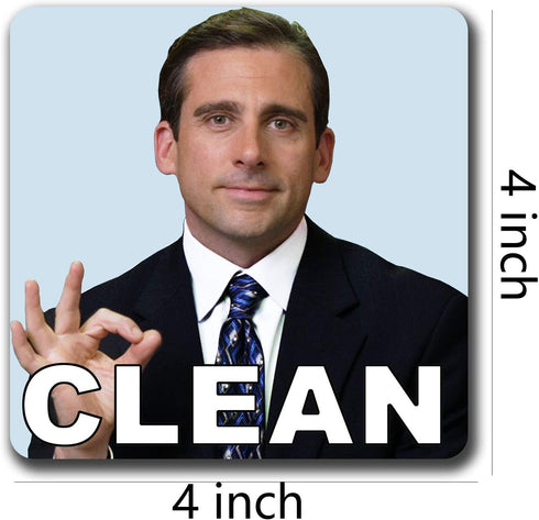 Michael Scott Prison Mike Dishwasher Magnet Clean Dirty Sign Sticker Strongest Magnet Double Sided Flip with Metal Magnetic Plate Universal Kitche...