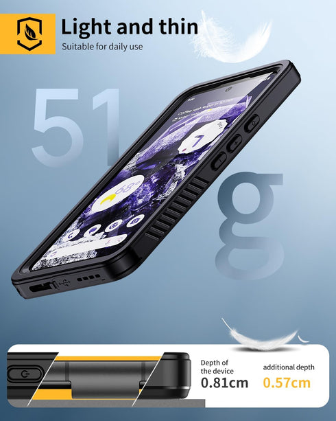 Lanhiem Pixel 8 Case, IP68 Waterproof Dustproof Case with Built-in Screen Protector, Rugged Full Body Shockproof Protective Clear Cover for Google...