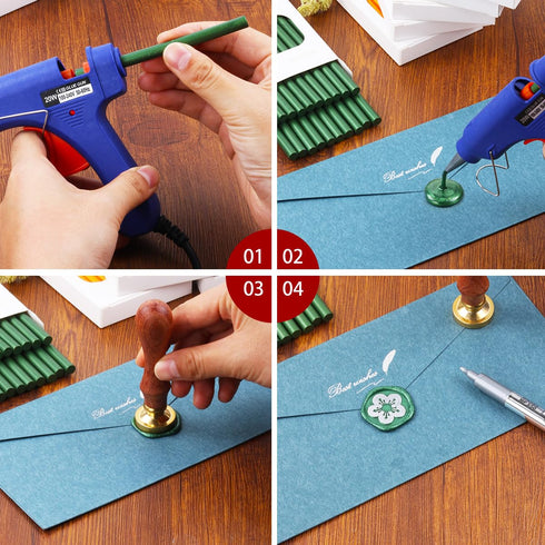 Wax Seal Sticks, WASOHLING 40Pcs Premium Glue Gun Sealing Wax Sticks Beads for Wax Seal Stamp, Wedding Invitations, Christmas Gift, Envelopes, Car...