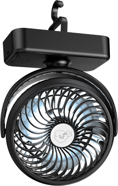 Portable Camping Fan, Small Tent Fan with Hanging Hook, 40 Working Hours Rechargeable USB Battery Fan with LED Lights for Desk, Bedroom, Travel & ...