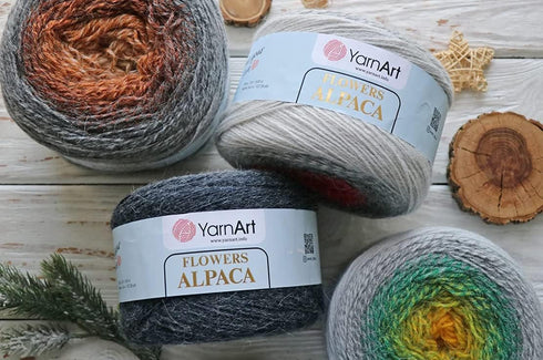 Yarn Art Flowers Alpaca 20% Alpaca 80% Acrylic Weight 8.82oz Length 1028 Yards Multicolor Rainbow Crochet Winter Yarn Weight 2 Sport (435)......